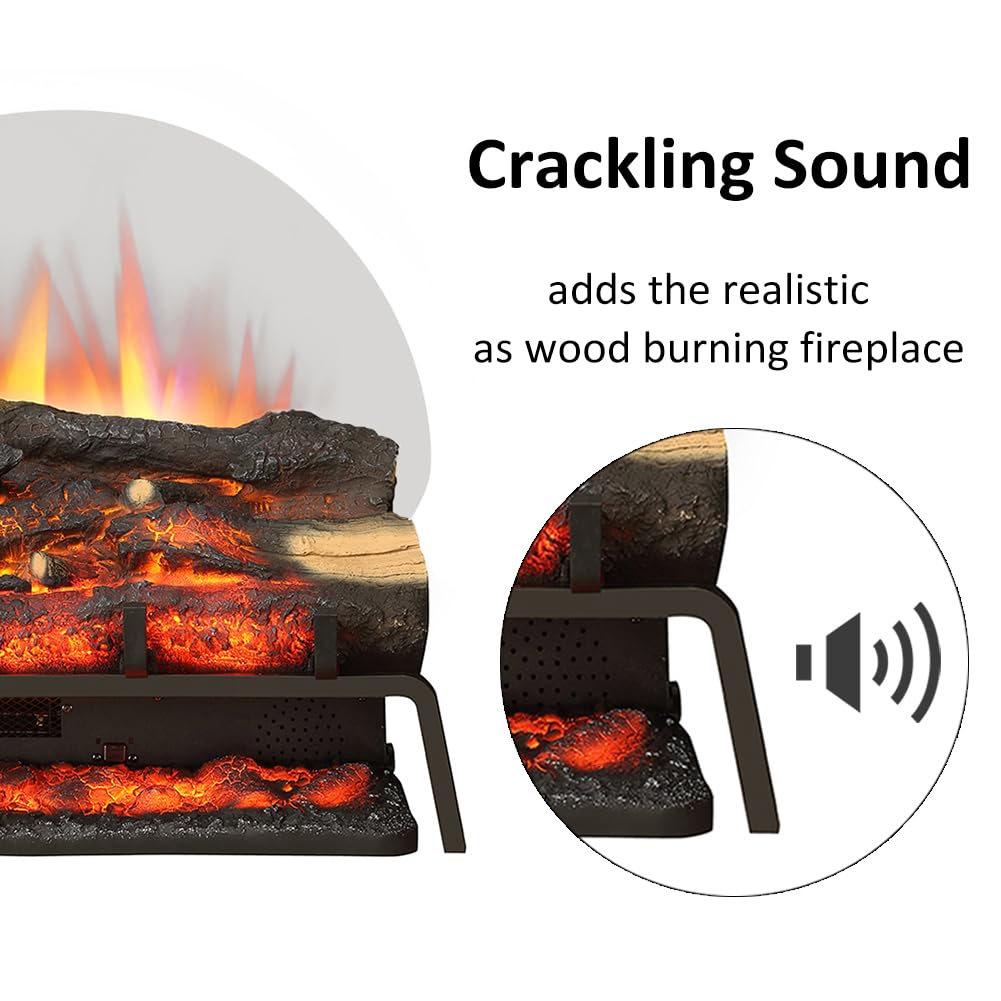 LegendFlame 23" W Free Standing Electric Fireplace Log Set (EF290), Fireplace Insert, Heater 750W/1500W, Crackling Sound, Remote Control