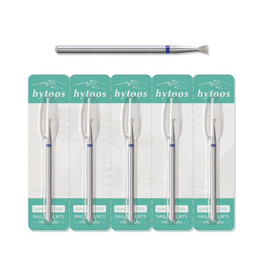 HYTOOS 3mm Inverted Cone Cuticle Clean Nail Drill Bit, 5Pcs/Set Russian Diamond Nail Bits Professional Safety Under Nail Cleaner Burr for Cuticle Dead Skin, Electric Nails Drill Accessories, Medium