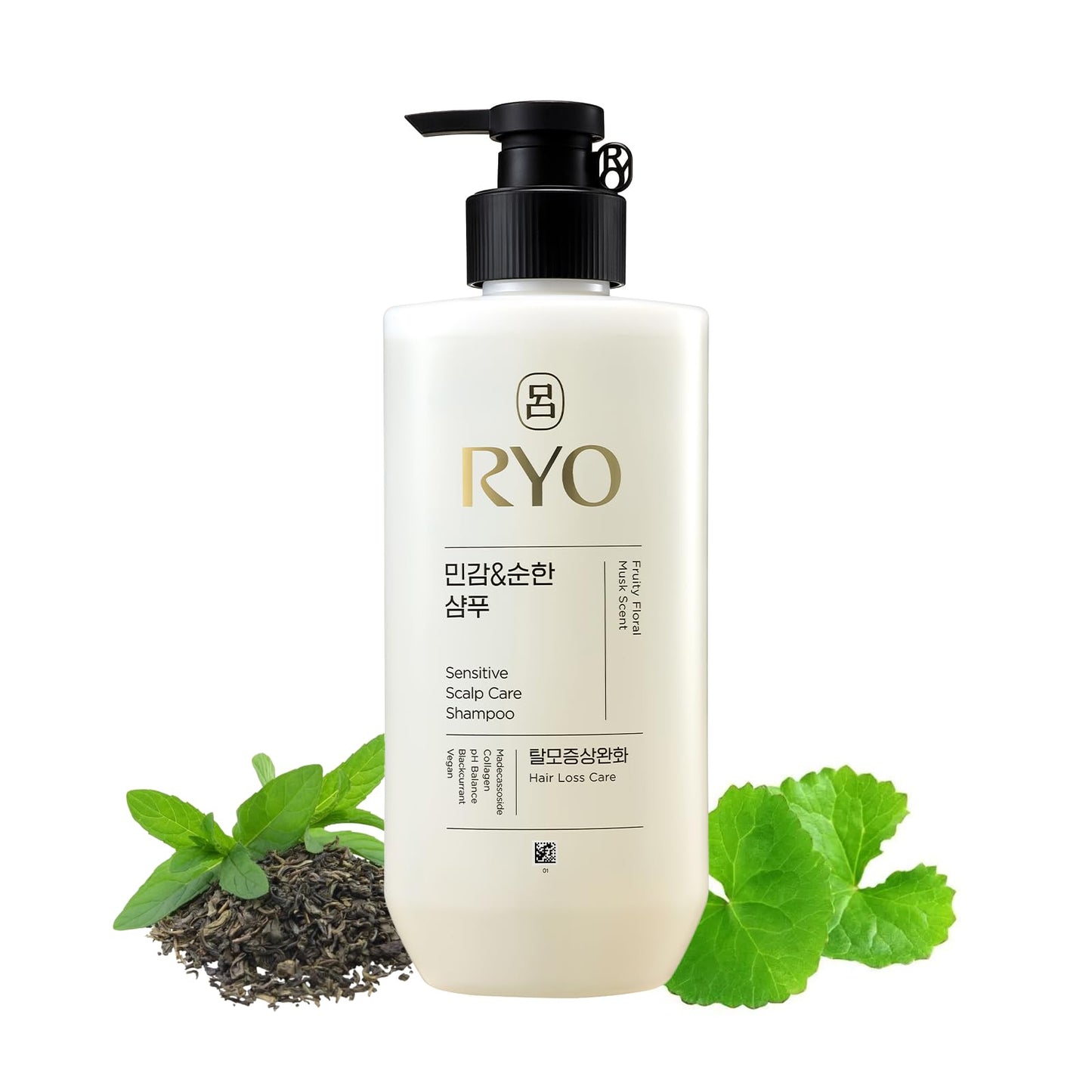 RYO Sensitive Scalp Care Shampoo with Korean Ginseng & Caffeine - Soothing and Relief for All Hair Type, Anti Loss Care, Dermatologist Tested, 16 Fl Oz.