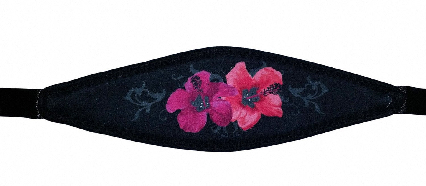 Hawaiian Flower Print Slap Strap for Scuba or Snorkel Mask