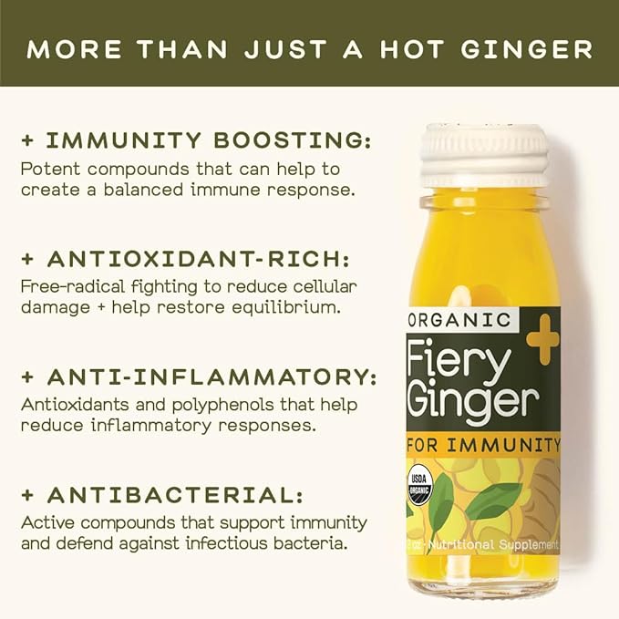Greenhouse Juice Ginger Shots Organic Fiery Ginger Wellness Shot, Cold Pressed with Turmeric Pepper Vitamin C Immunity Vegan & Gluten-Free (2 Oz, Pack of 12)