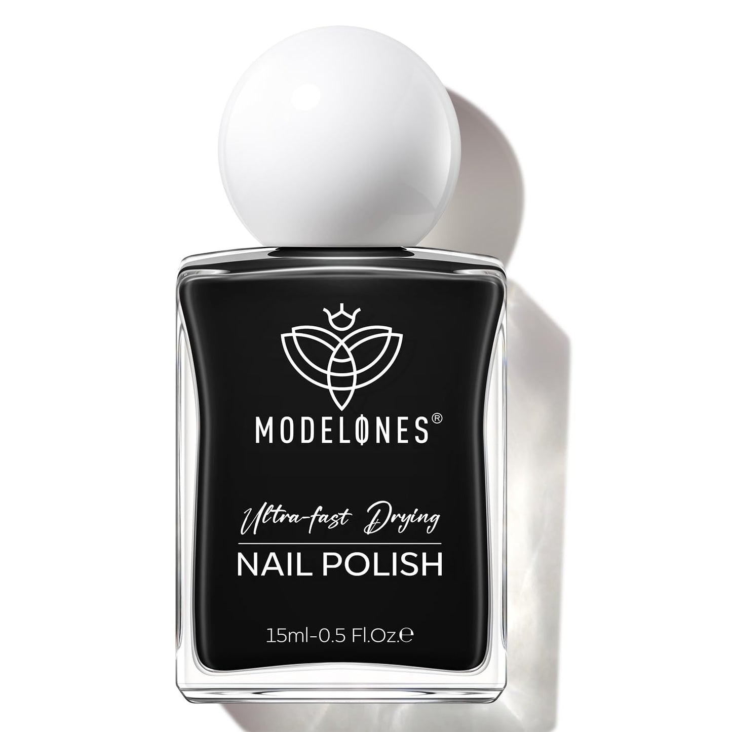 modelones Nail Polish, 15 ml Classic Black Nail Polish Quick Dry Nail Strengthener Long Last Shine Fingernail Toe Nail Art DIY Home Travel Manicure Gift for Women Girls 0.5 Fl Oz