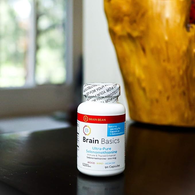 Brain Basics Ultra-Pure Selenomethionine - Proper Thyroid Function and Immune System Support - 200 mcg Most Bioavailable Selenium - 90 Servings