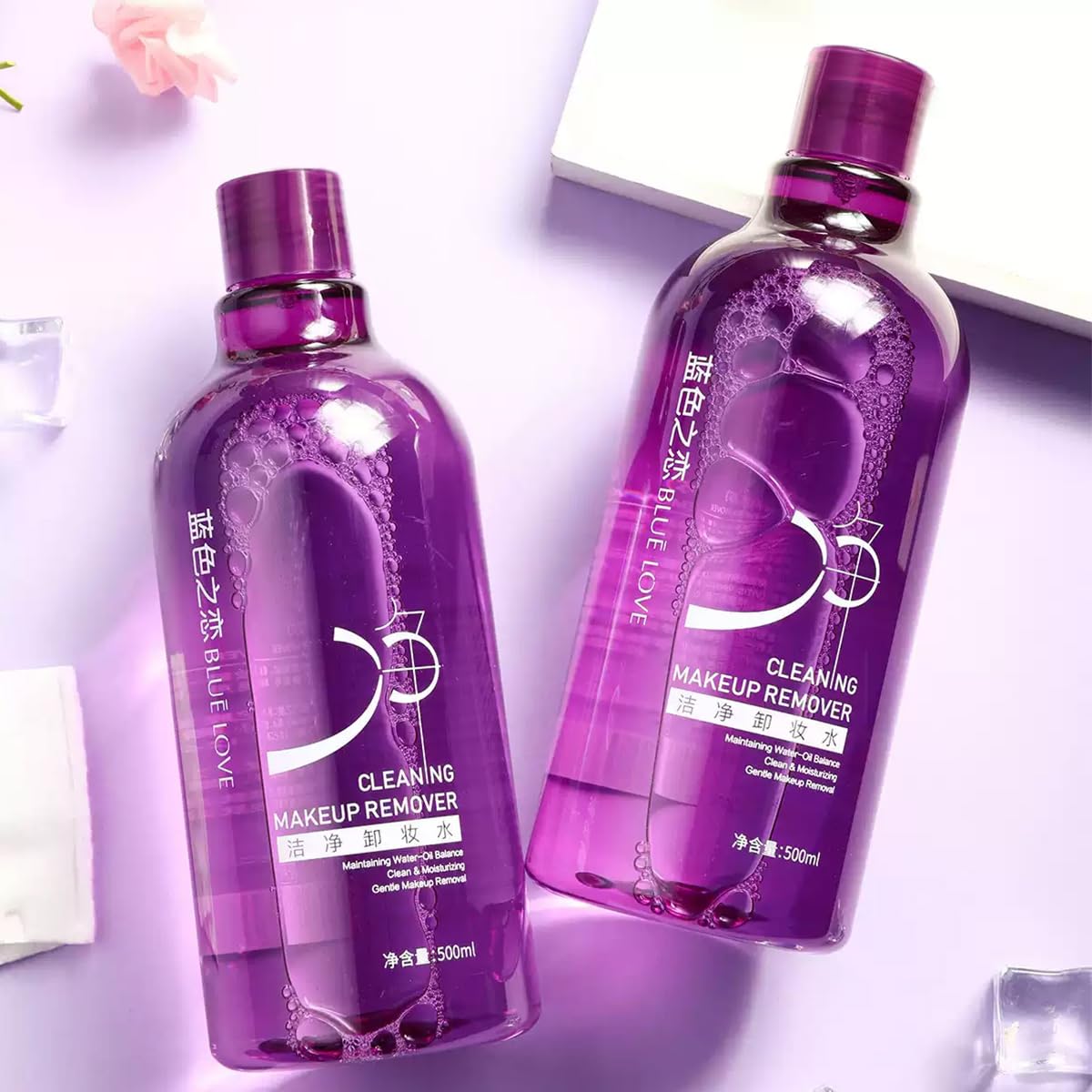 BLUE LOVE Perilla Makeup Remover Cleanser Water - Hydrating, Non-Greasy Facial Cleanser for All Skin Types, Effectively Removes Waterproof Makeup, 16.9 fl oz