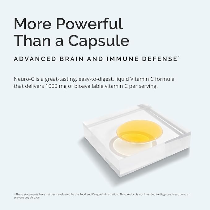 BRAINMD by Dr Amen Neuro-C, Citrus Vanilla - 16 fl oz - 1000 mg Liposomal Vitamin C - Advanced Brain & Immune Defense - Gluten Free - 32 Servings