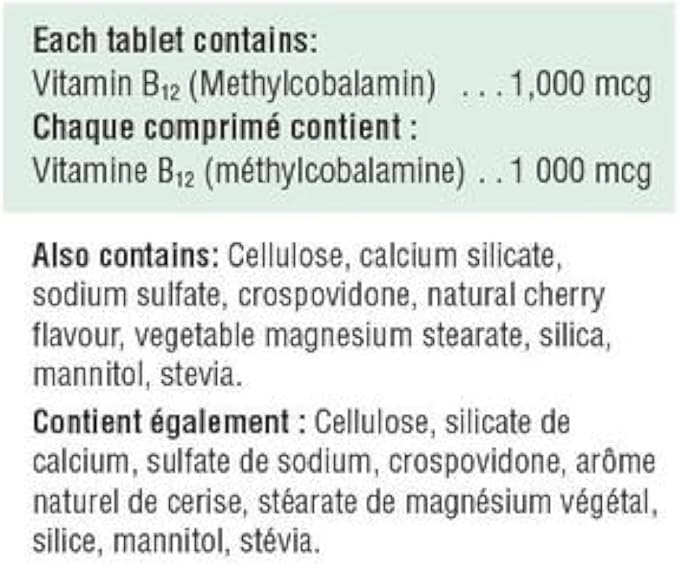 Jamieson Vitamin B12 Methylcobalamin Fast Dissolving Sublingual Tablets, 1,000 mcg, 100 sublingual Tablets