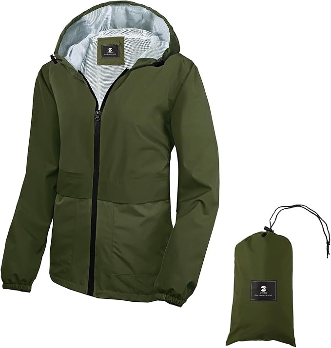 SaphiRose Lightweight Rain Jacket Women Waterproof Breathable Raincoat Packable Hooded Windbreaker