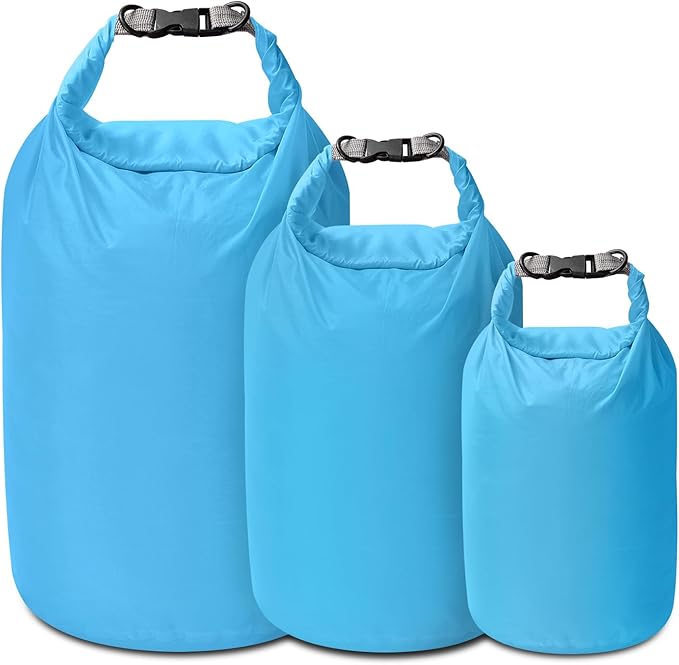 Dry Bag Set, Waterproof Small Lightweight Dry Bags for Paddle Board Kayaking, Fishing, Camping (Blue, 2L+5L+10L)