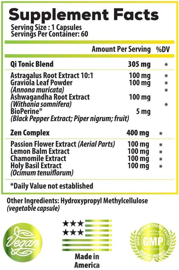 Ideal Infusion Cortisol Blocker and Mood Support: Promotes Relaxation & Stress Relief - Overall Wellbeing & Serenity, Astragalus Root, Ashwagandha, Passion Flower (60 Servings) Vegan