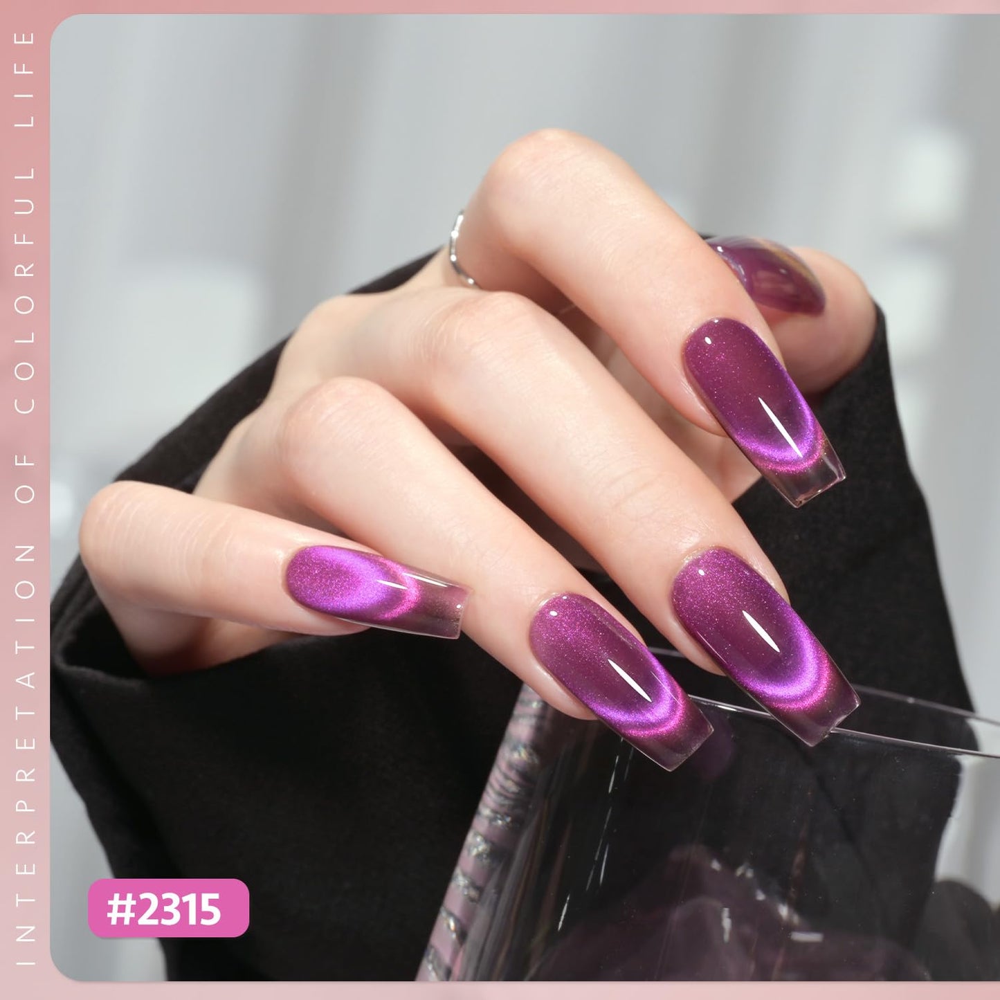 GAOY Polar Aurora Glitter Cat Eye Gel Nail Polish Set with Magnet for Pink Gray Purple Holographic Cat Eye, Salon Gel Manicure and Nail Art DIY at Home