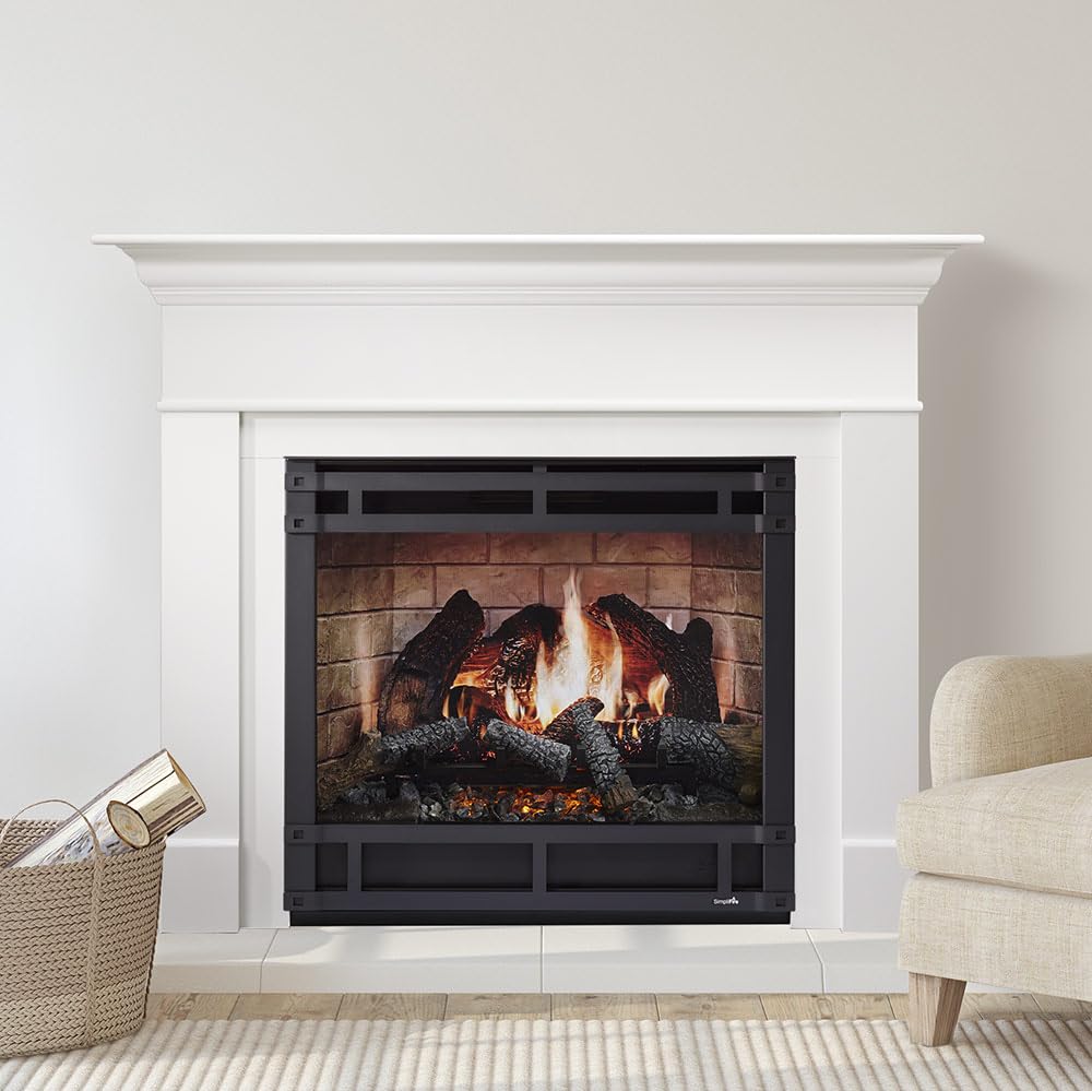 SimpliFire Inception 36-Inch Electric Fireplace Wescott Mantel Package with Halston Front (SF-INC36-SF-HAL-36-SF-MK-WS-INC36)