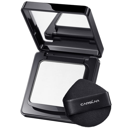 CARSLAN Oil Control Face Pressed Powder Compact, 24H Longlasting Waterproof Pressed Setting Powder Foundation Makeup, Shine Free, Poreless, Smooth, 01 Translucent for dry skin (0.28Oz) (0.28Oz)