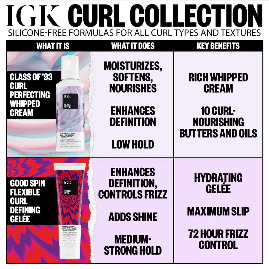 IGK CLASS OF ’93 Curl Perfecting Whipped Cream | Moisture + Definition + Softens | Vegan + Cruelty Free | 5.5 Oz