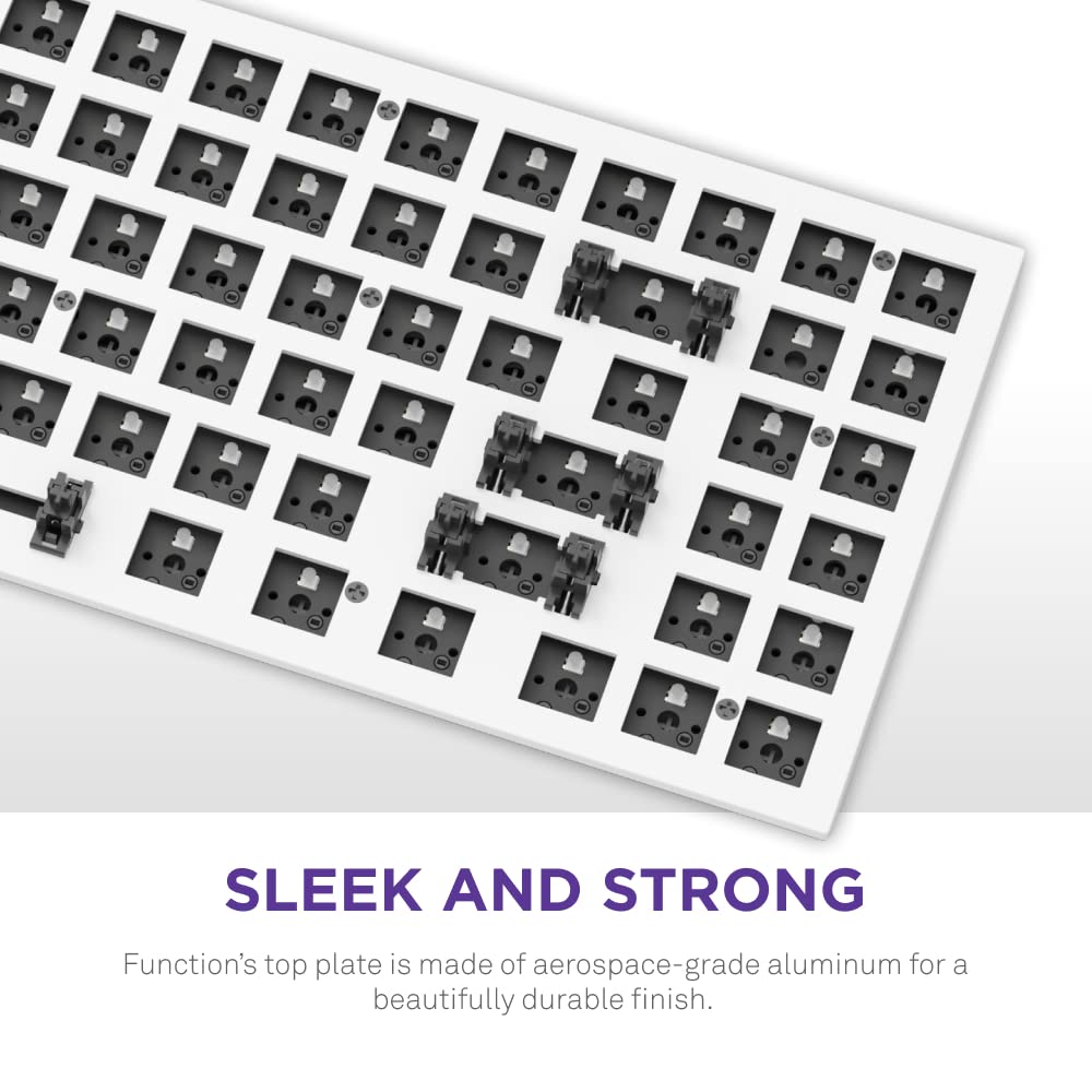 NZXT Function MiniTKL Wired Mechanical Gaming Keyboard - Mechanical Switches - Aluminum Top Plate - Low Profil Keycaps - RGB - Hot-Swappable - White