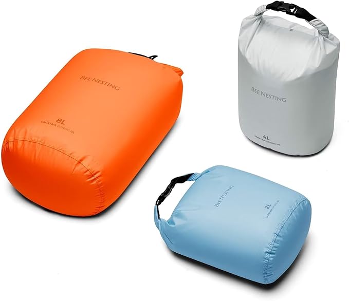 Ultralight Dry Bag Set for Backpacking, Waterproof Dry Sack for Camping, Hiking, Motorcycle, Lightweight Stuff Sack Set of 3 Pack