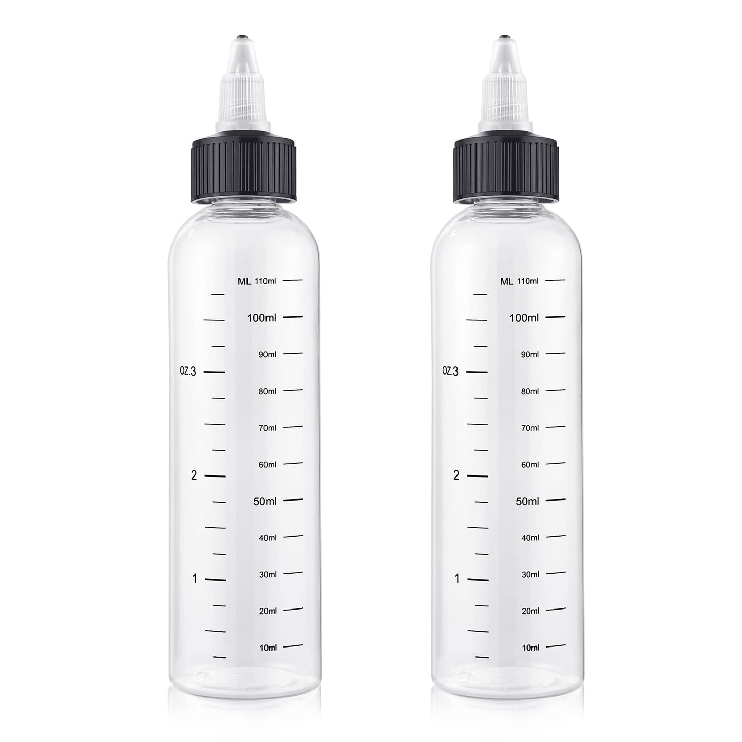 BESARME 2 Pack Applicator Bottles for Hair Oil - 4 Ounce Plastic Squeeze Bottles with Clear Graduated Scale