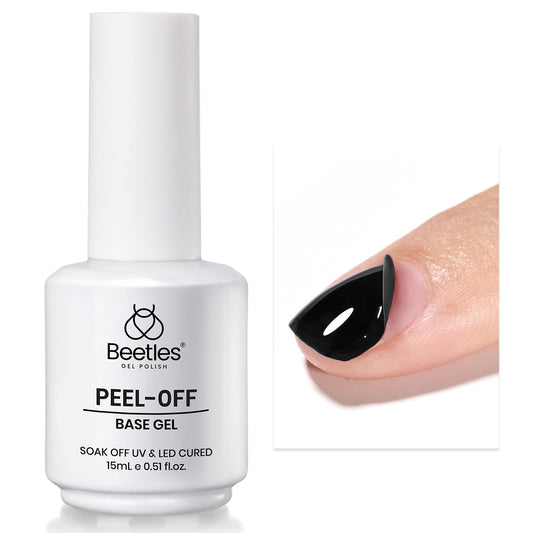 Beetles Peel Off Base Coat for Gel Nail Polish, 15ml Peel off Gel Base Coat Easy Removal, UV LED Lamp Peel off Nail Polish without Damage, Long Lasting Peelable Base for Beginners Weak Thin Nails