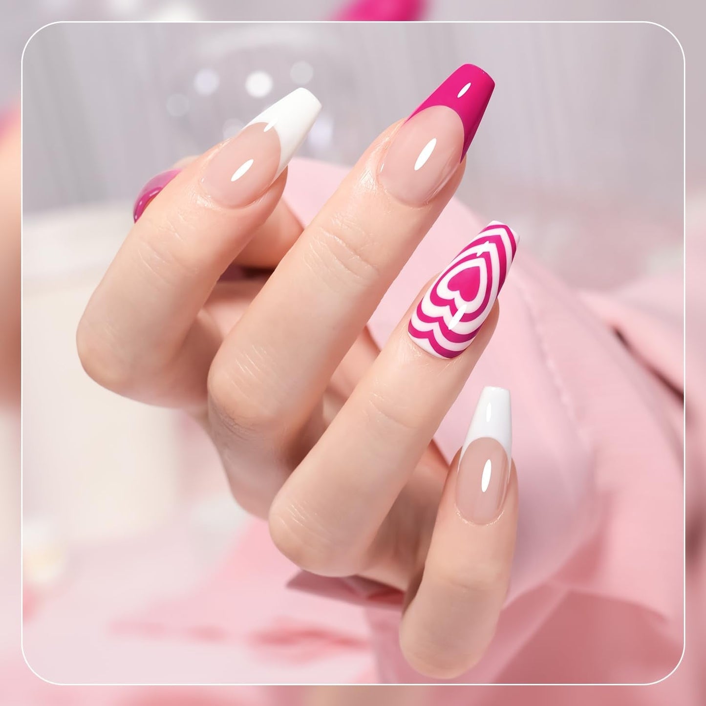 GAOY Pink Gel Nail Polish Set, 6 Colors Neon Light Bright Baby Pink Soak Off UV Light Cure Gel Polish Kit for Salon and Nail Art DIY at Home