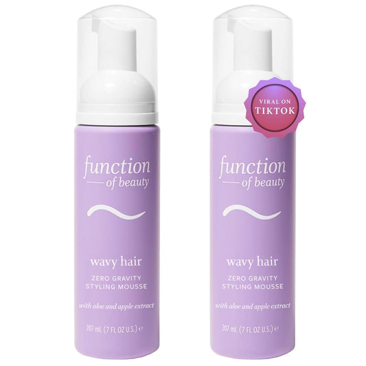 FUNCTION OF BEAUTY Zero Gravity Styling Mousse, 7 oz Each (2-Pack) - Adds Volume, Defines Natural Waves While Providing a Flexible Hold Without Feeling Stiff or Crunchy