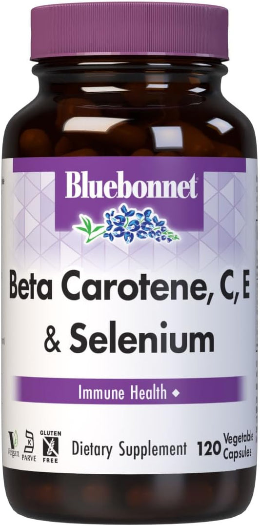 BlueBonnet Beta Carotene C and E Plus Selenium Vegetarian Capsules, 120 Count, White
