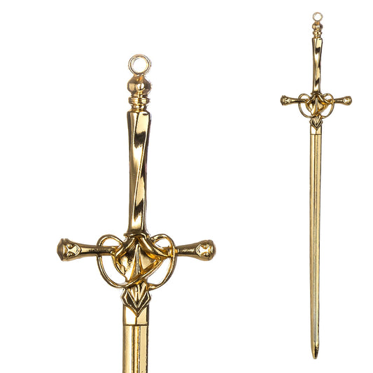 2pack 14K Golden Sword Styling Pins Black Wicca Witch Hair Stick Slide Renaissance Festival Hair Acceossories for Women 09