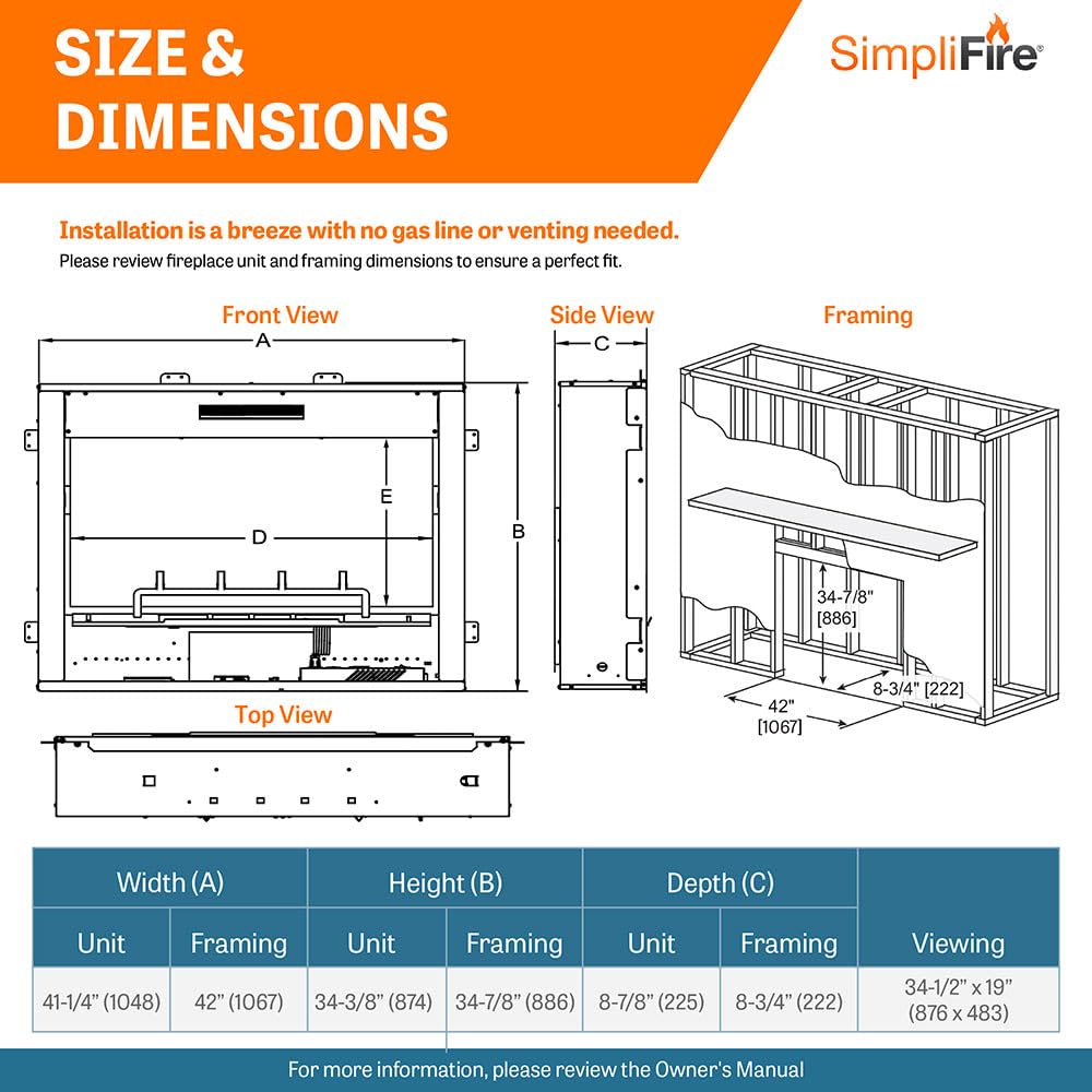 SimpliFire Inception 36-Inch Electric Fireplace Wescott Mantel Package with Halston Front (SF-INC36-SF-HAL-36-SF-MK-WS-INC36)