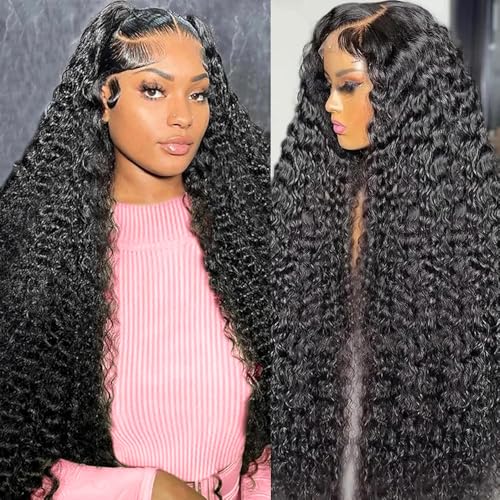 250% Density 13X6 30 Inch Deep Wave Lace Front Wigs Human Hair Curly Wig Wet and Wavy HD Lace Front Wig Pre Plucked Frontal Wigs