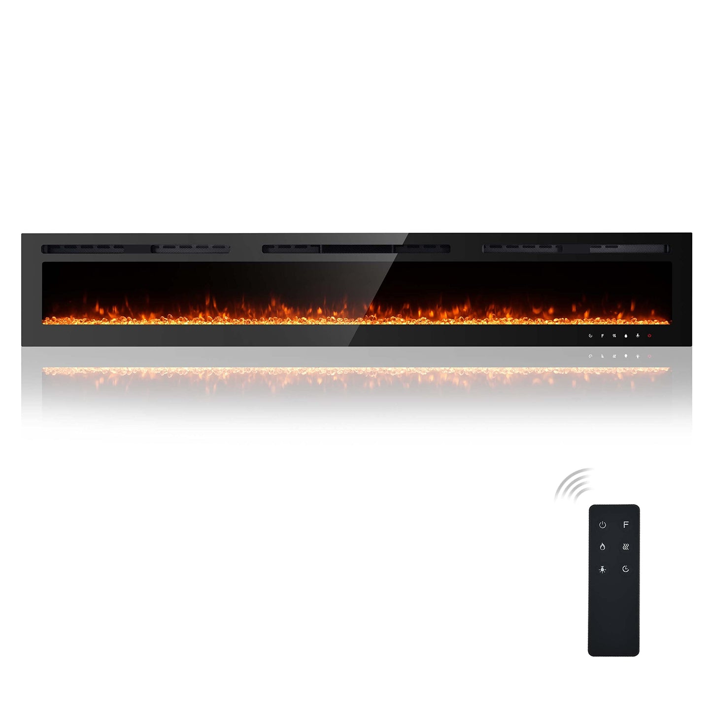 100 inch Electric Fireplace Insert, Wall Mounted, 12 Flame Colors, Remote Control, Timer