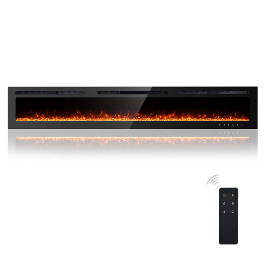100 inch Electric Fireplace Insert, Wall Mounted, 12 Flame Colors, Remote Control, Timer