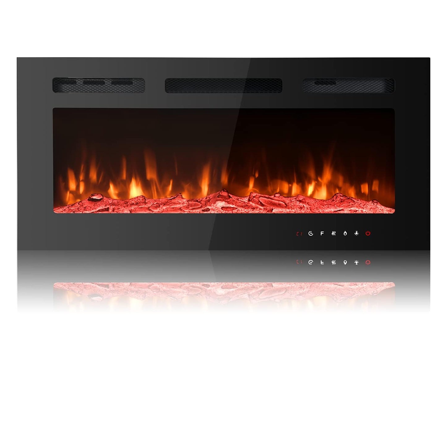 EROMMY 40 in Electric Fireplace Insert, Recessed and Wall Mounted Fireplace with Timer, Remote Control, Touch Screen, Overheating Protection, Log&Crystal, 12 Adjustable Flame,750/1500W