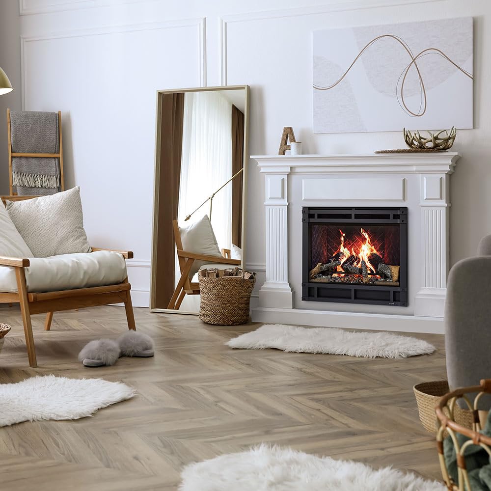 SimpliFire Inception 36-Inch Electric Fireplace Wescott Mantel Package with Halston Front (SF-INC36-SF-HAL-36-SF-MK-WS-INC36)