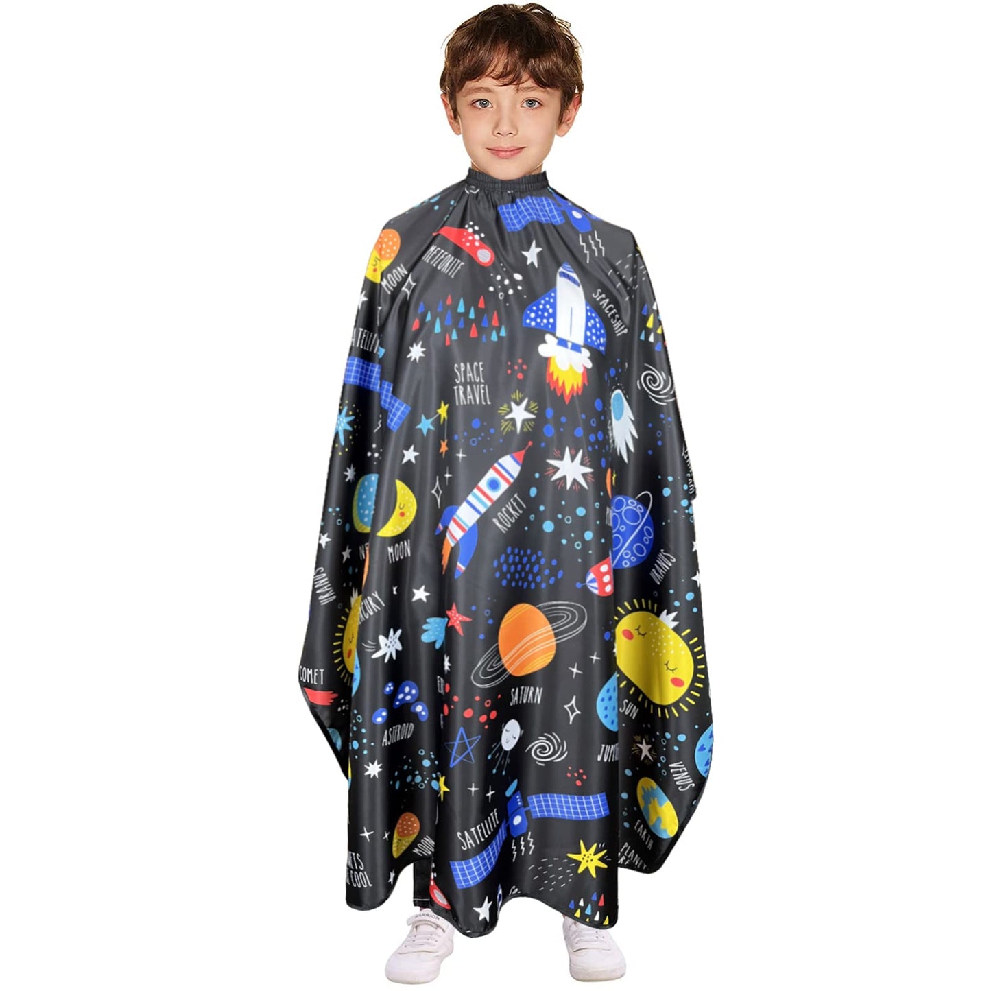 Pelocapa Barber Capes for Kids Hair Cutting Cape Salon Hairdressing Cape for Boys Girls Waterproof & Light Weight & Machine Washable - 39”× 51”(Galaxy Pattern)