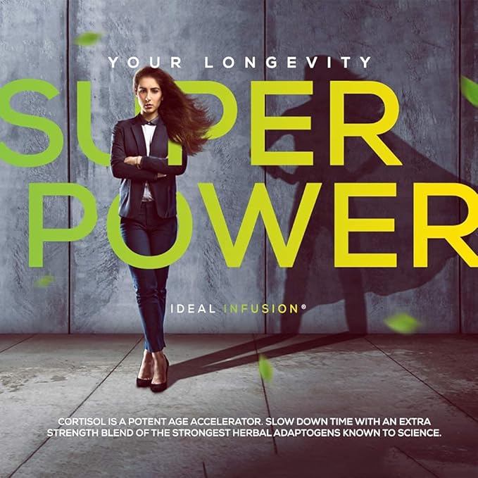 Ideal Infusion Cortisol Blocker and Mood Support: Promotes Relaxation & Stress Relief - Overall Wellbeing & Serenity, Astragalus Root, Ashwagandha, Passion Flower (60 Servings) Vegan