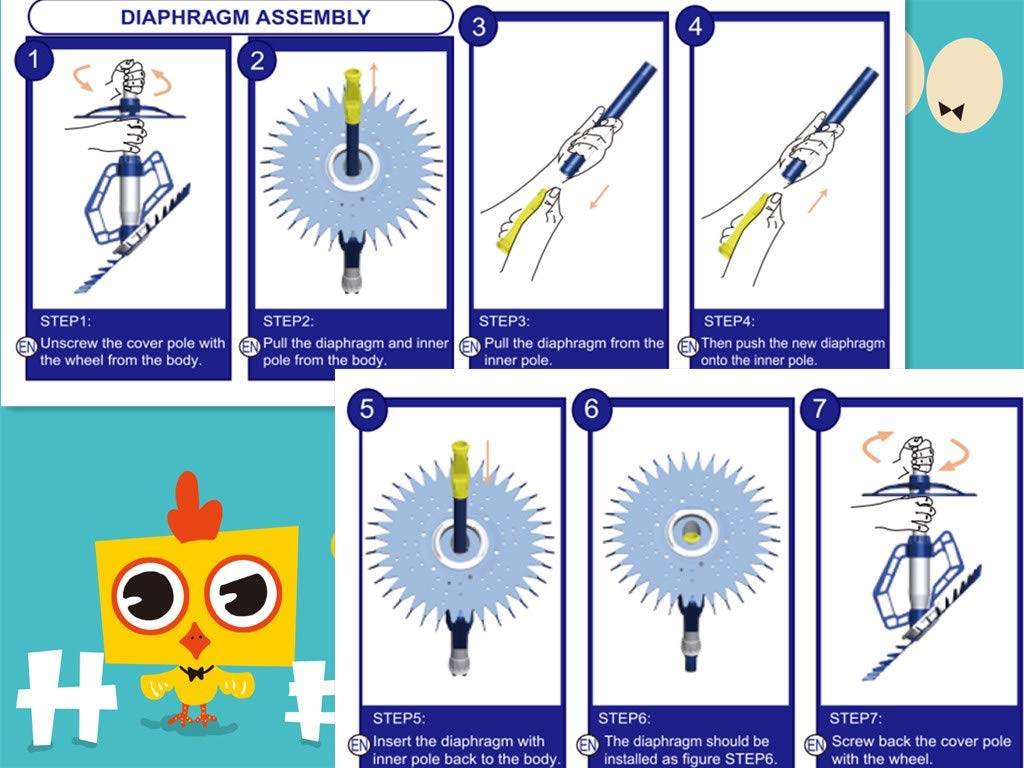 VINGLI Pool Vacuum Cleaner Automatic Sweeper Swimming Pool Creepy Crawler Vacuum with 33FT Hoses (Navy Blue&White)