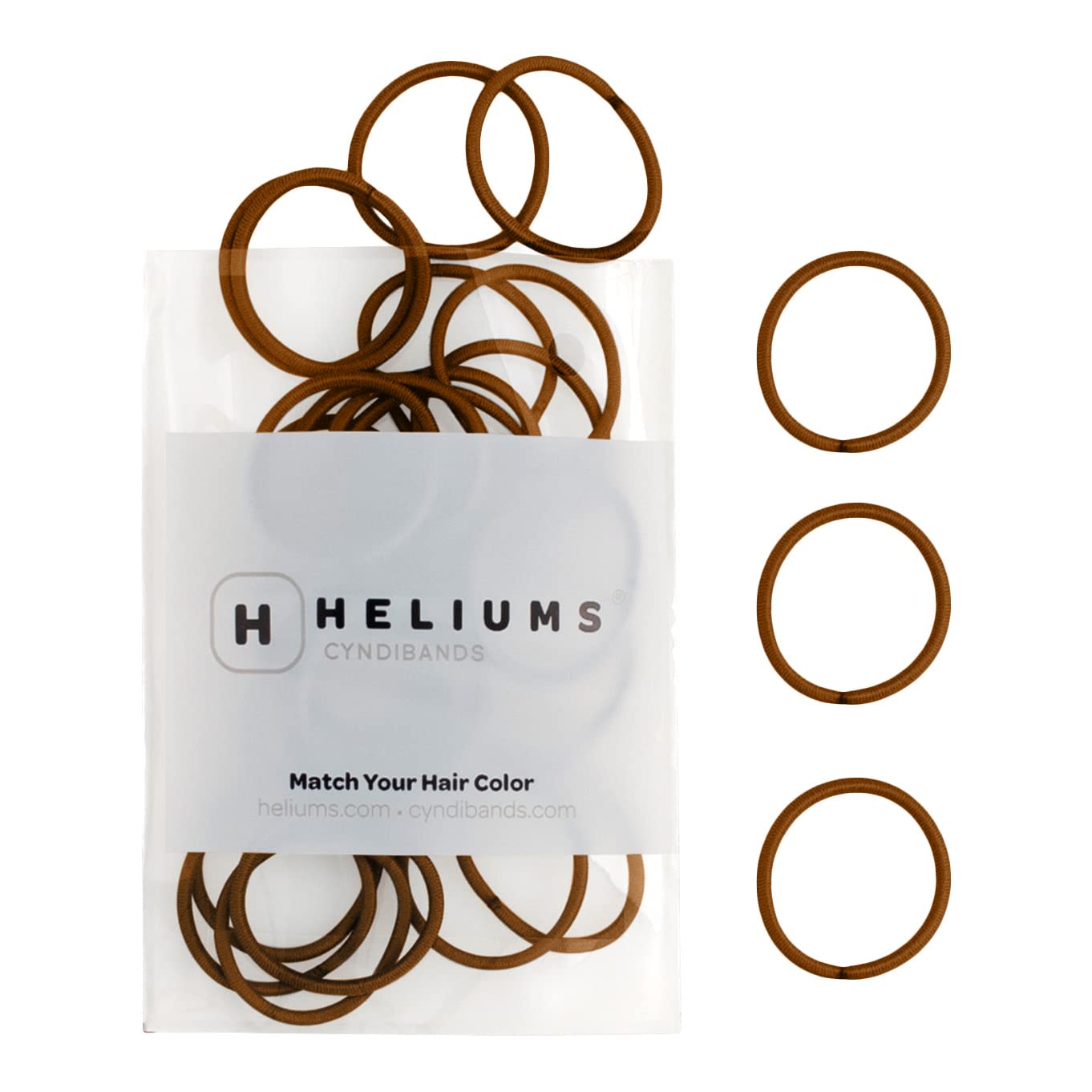 Heliums Small Hair Ties - Brown - No Damage Mini 1 Inch Reusable 2mm Elastics for Thin Hair and Kids, Neutral Ponytail Holders - 48 Count