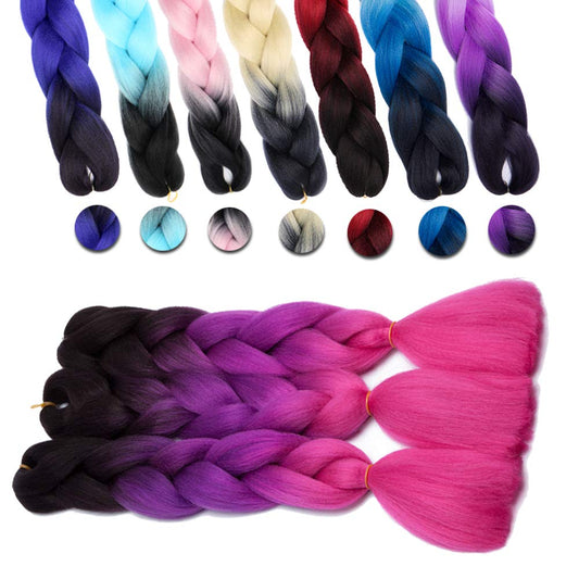 24 Inch Ombre Jumbo Braiding Hair Extensions Jumbo Braid Hair Ombre Long Jumbo Braids For Box Twist Braid Crochet Hair High Temperature Fiber 3 Tone Colored (5 Bundles, Red)