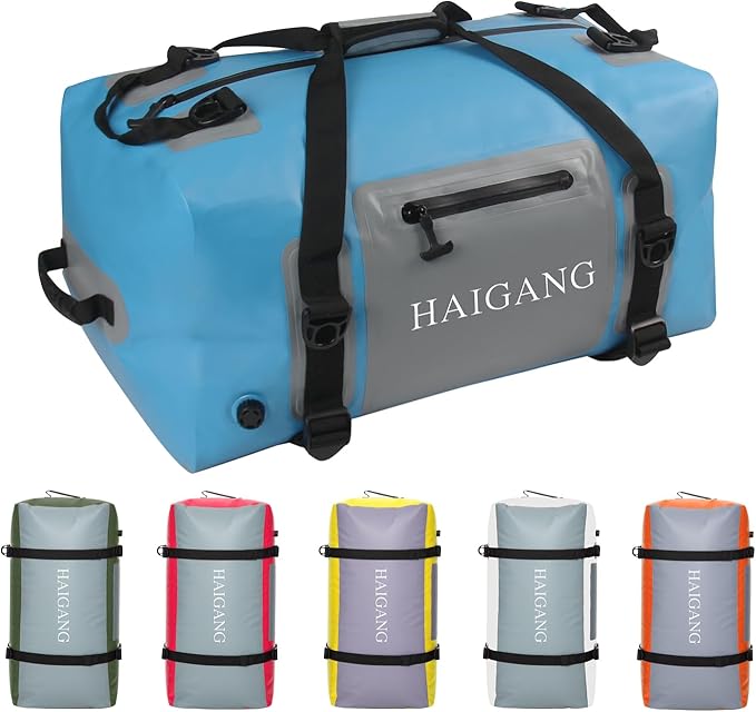 70L Waterproof Duffel Bag Travel Dry Bag, Large Capacity, Adjustable Thickened Straps and Handles, Zip Closure, Air Valve, Keep Equipment Safe, Suitable for Boating Rafting Motorcycle Kayaking