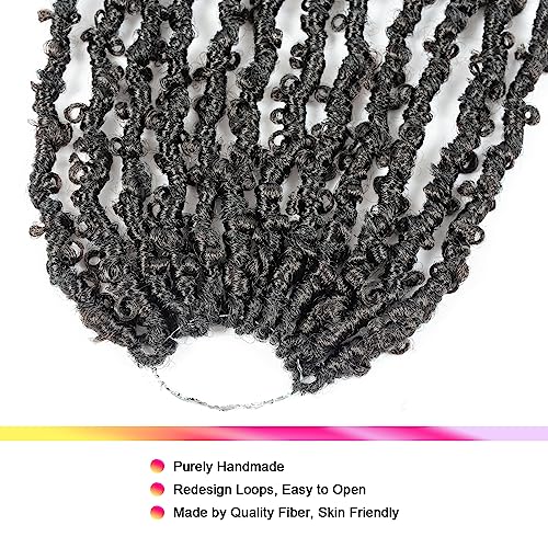 GUOHUI Super Light Butterfly Locs Crochet Hair 12 Inch 6 Packs Pre-Looped Soft Distressed Faux Locs Braids for Women Kids (12 Inch,1B#)