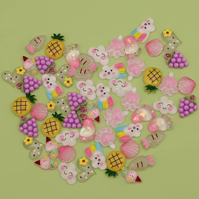 1 Pack of 250pcs Cute & Sweet 3D Nail Charms for Acrylic Nails, Perfect for Nail Art Decorations & DIY Accessories Crafts，Flower Bee Pineapple Bear Charms for Nail (#1-multi-color)