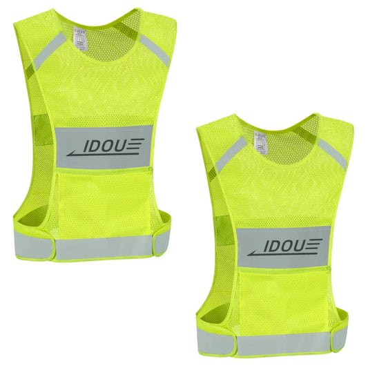 IDOU 2PACK Reflective Vest Safety Running Gear with Pocket, Ultralight &Adjustable Waist&360°High Visibility for Running,Jogging,Biking,Motorcycle,Walking,Women & Men