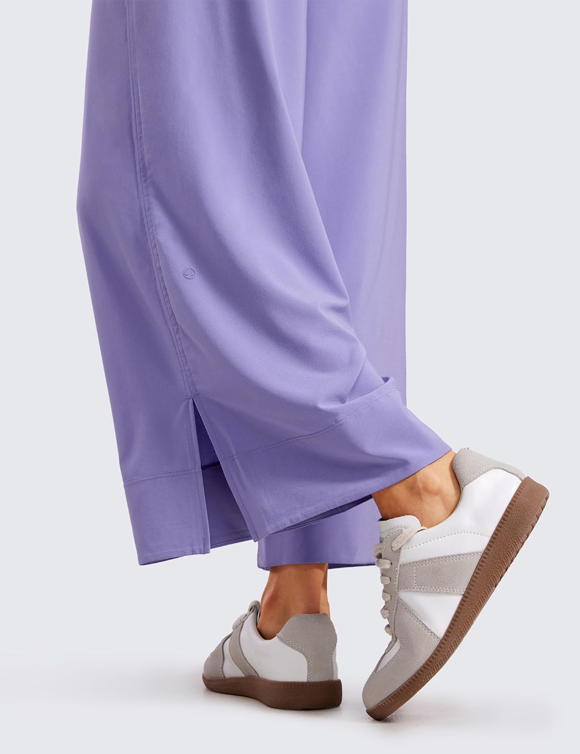 CRZ YOGA Lightweight Wide Leg Cropped Pants for Women High Waisted Loose Casual Lounge Travel Work Pants with Pockets Summer Dark Lavender Purple Small