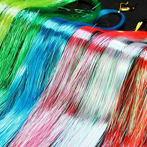 22 Colors 4400 Strands Hair Tinsel Strands Kit 47 Inches Sparkling Party Tinsel Hair Extensions Highlights Multi-Colors Synthetic Hair Streak Bling（22 color/set）