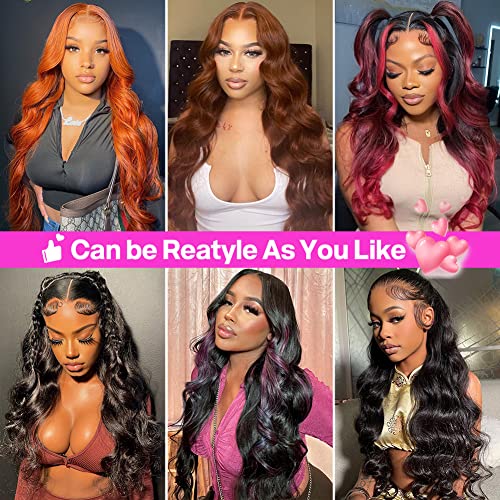 13x5 Body Wave Lace Front Wigs Human Hair Pre Plucked Small Knots with Baby Hair 180 Density 28 inch HD Full Frontal Glueless Human Hair Wigs For Women