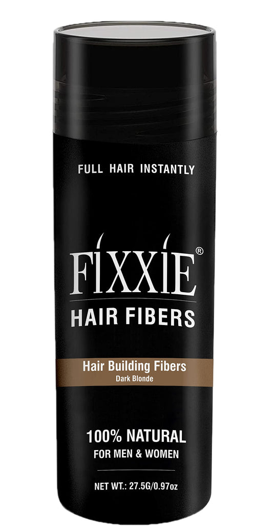FIXXIE Hair Fibers Dark Blonde for Thinning Hair 27.5g Bottle, Concealer for Hair Loss, Men and Women, Naturally Thicker Looking With Keratin Fibres
