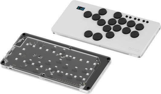 KEEBMONKEY DOIO Hitpad Standard Series Aluminum & Acrylic Gaming Leverless Arcade Controller w/ 0.96' Display, RGB & Dual USB-C for PC/Switch/PS3/PS4/PS5 (White)