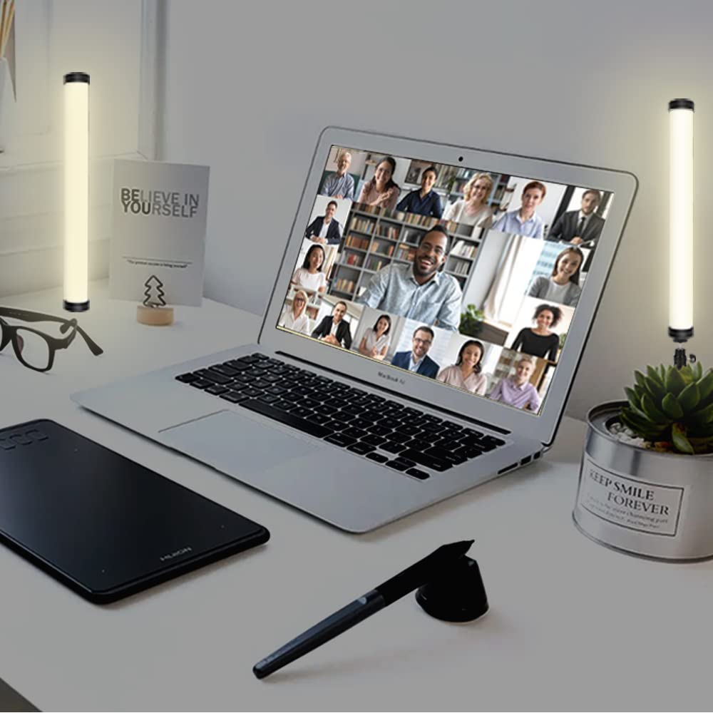 RGB Photography Light Wand Stick, 360° Full Color Portable LED Lighting Wand Handheld 5000mAh Rechargeable Battery & Magnet with 27"-80" Tripod Stand-2 Pack