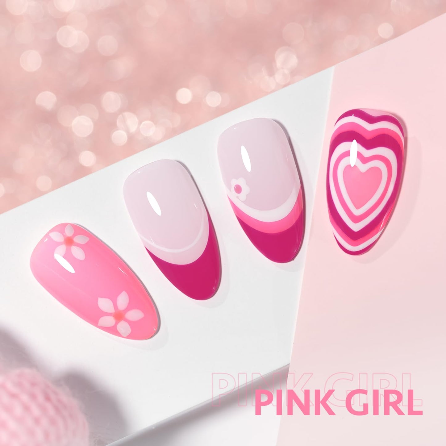 GAOY Pink Gel Nail Polish Set, 6 Colors Neon Light Bright Baby Pink Soak Off UV Light Cure Gel Polish Kit for Salon and Nail Art DIY at Home