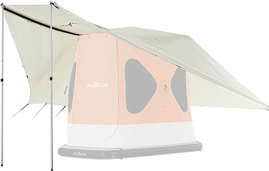 ACACIA Canopy 2-3 Person for Space Acacia Camping System, PU2000 Waterproof Camping Tarp for 4 Season Camping, UPF50+ Sunproof Tent Tarp with 2 Telescoping Poles, Carry Bag, Almond