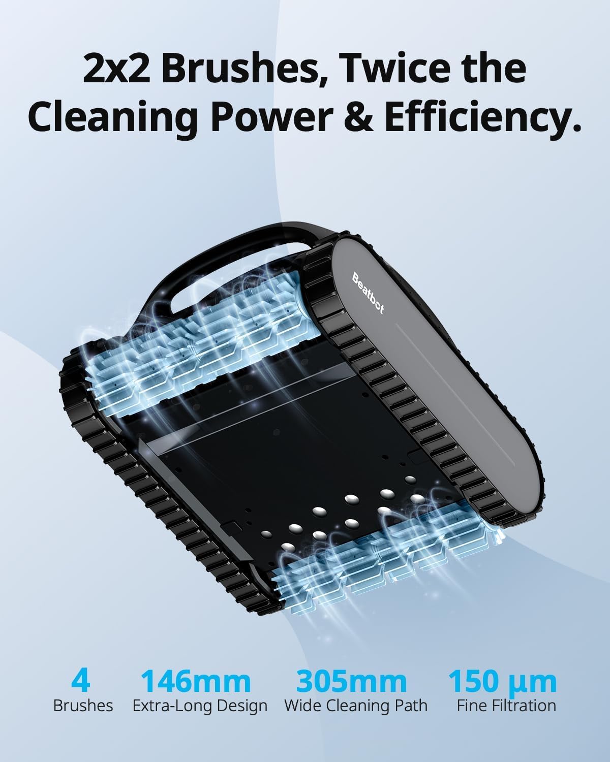 Beatbot AquaSense Cordless Robotic Pool Vacuum for Inground Pool - Cleans Floor, Walls, and Waterline, Intelligent Path Opimization - Suitable for above & In-Ground Pools up to 2,260 sq.ft, Light Gray