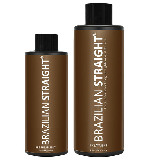 Formaldehyde-Free BRAZILIAN STRAIGHT Keratin Hair Straightening Treatment Prof Results Keratin Proteins Argan Amino Acids Smooth Natural Beauty Shine Lasts for months all Types & Colors (2PC FF SET)